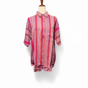 Vintage Striped Red Button-Up woman’s Shirt